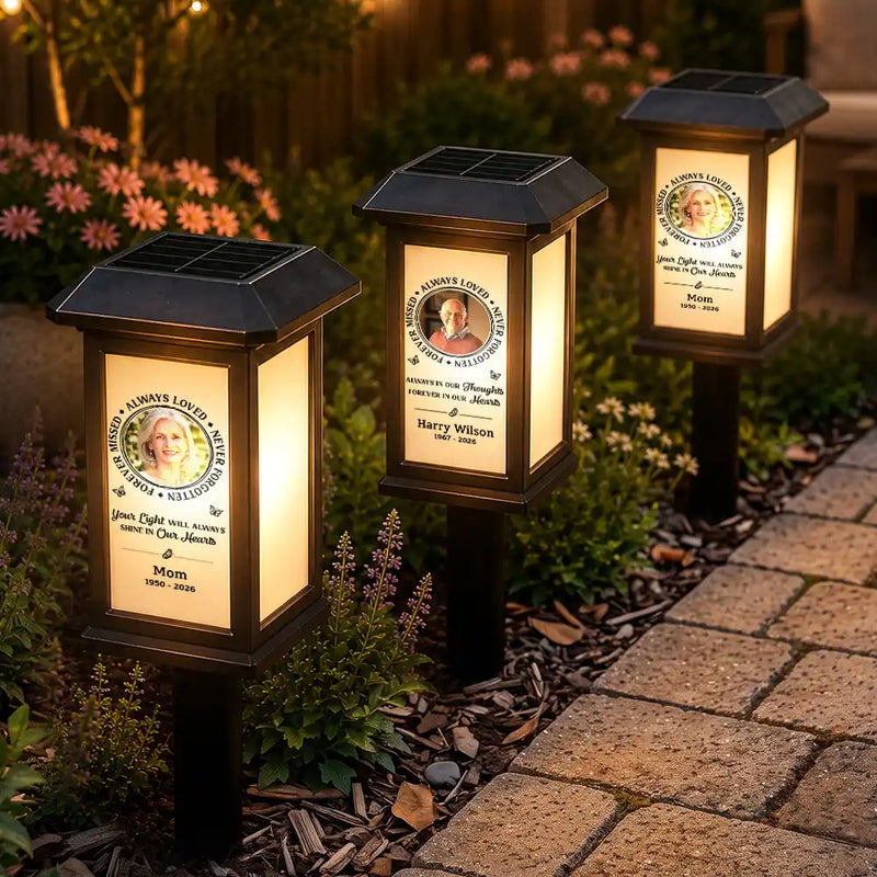Christmas, Custom Photo, Sympathetic, Family, Memorial, Upload Full Photo - Custom Photo Memorial Always Loved Never Forgotten - Personalized Solar Garden Light