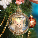 Memorial,Sad,Gift For Women,Gift For Men,Pet Lovers,Pet Mom,Pet Dad,Pet Couple,Cat Lovers,Cat Mom,Cat Dad,Cat Couple,Dog Lovers,Dog Mom,Dog Dad,Dog Couple,Top Market,Christmas - Custom Photo Memorial Christmas Forever In My Heart - Personalized Custom Shaped Acrylic Ornament