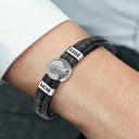 Sad, Memorial, Gift For Father, Gift For Yourself, Parents, Gift For Mother, Gift For Grandparents, Gift For Sibling - Custom Photo Memorial Dad Mom Family - Personalized Leather Braided Bracelet