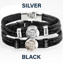 Sad, Memorial, Gift For Father, Gift For Yourself, Parents, Gift For Mother, Gift For Grandparents, Gift For Sibling - Custom Photo Memorial Dad Mom Family - Personalized Leather Braided Bracelet