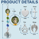 Christmas,Custom Photo,Sympathetic,Pet Lovers,Memorial,Upload Full Photo - Custom Photo Memorial Dog Cat Look For Me In The Rainbows - Personalized Crystal Suncatcher With Charm