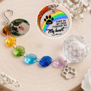 Christmas,Custom Photo,Sympathetic,Pet Lovers,Memorial,Upload Full Photo - Custom Photo Memorial Dog Cat Look For Me In The Rainbows - Personalized Crystal Suncatcher With Charm
