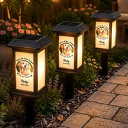 Christmas,Custom Photo,Sympathetic,Pet Lovers,Memorial,Upload Full Photo - Custom Photo Memorial Dog Cat Pet You Left Paw Prints On My Heart - Personalized Solar Garden Light