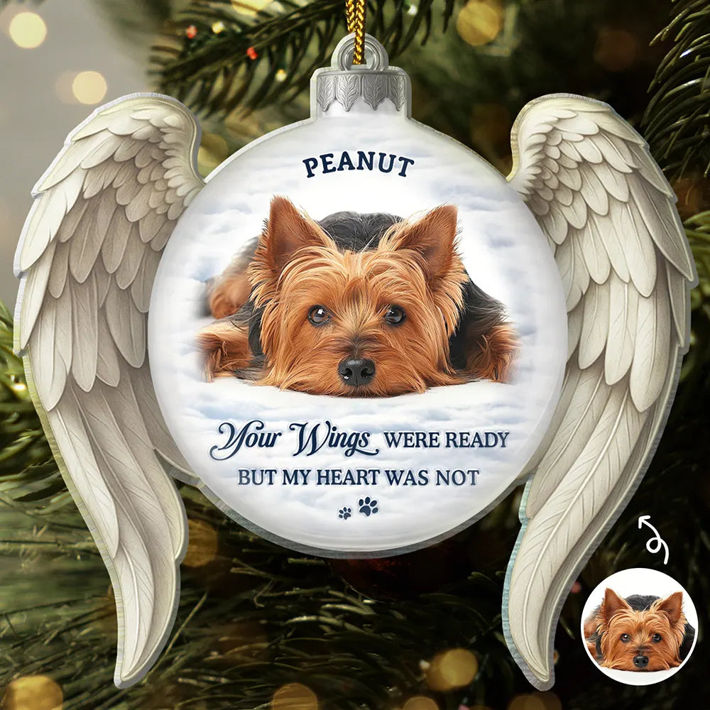 Custom Photo Memorial Dog Cat You Left Paw Prints On My Heart - Personalized Custom Shaped Acrylic Ornament