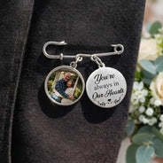 Custom Photo, Sympathetic, Gift For Yourself, Wedding, Dynamic Photo - Custom Photo Memorial Family Walk With Me Today - Personalized Lapel Pin