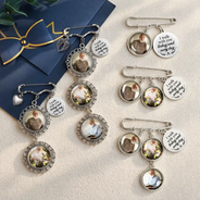 Custom Photo, Sympathetic, Gift For Yourself, Wedding, Dynamic Photo - Custom Photo Memorial Family Walk With Me Today - Personalized Lapel Pin
