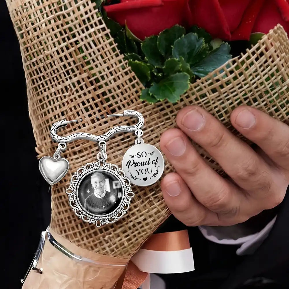 Custom Photo, Sympathetic, Gift For Yourself, Wedding, Dynamic Photo - Custom Photo Memorial Family Walk With Me Today - Personalized Lapel Pin