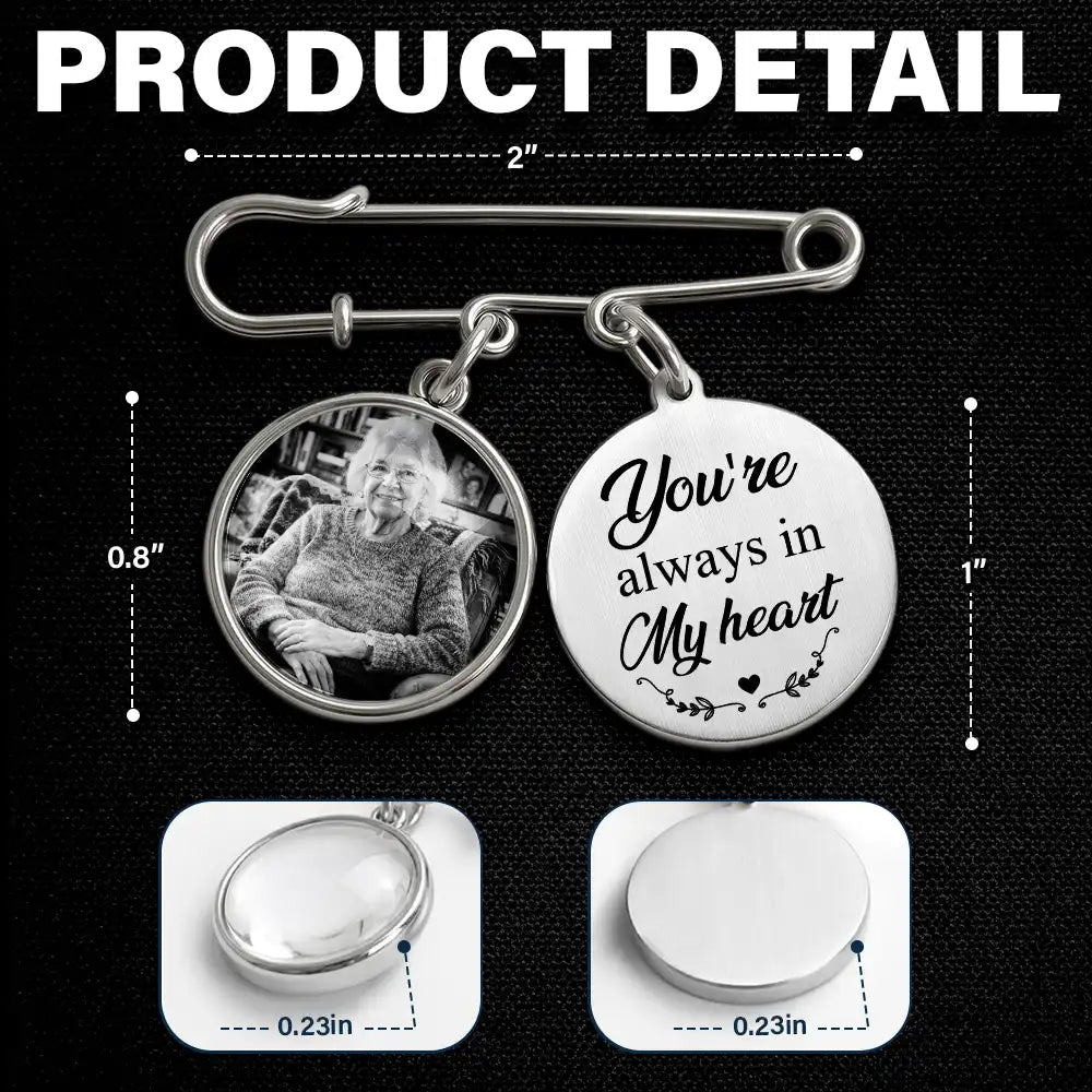 Custom Photo, Sympathetic, Gift For Yourself, Wedding, Dynamic Photo - Custom Photo Memorial Family Walk With Me Today - Personalized Lapel Pin