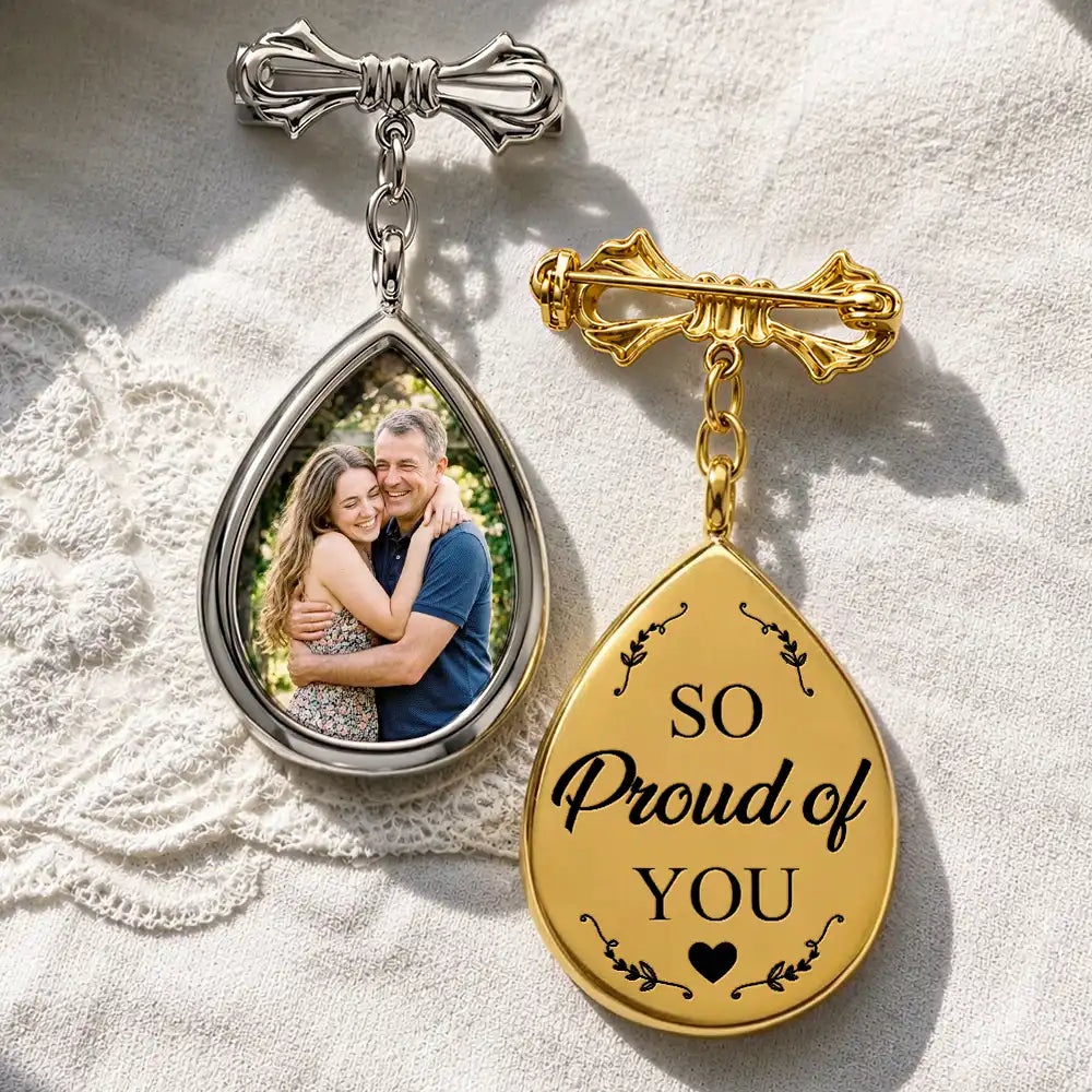 Custom Photo, Sympathetic, Gift For Yourself, Wedding, Dynamic Photo - Custom Photo Memorial Family Walk With Me Today - Personalized Teardrop Pin