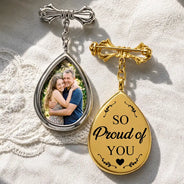 Custom Photo, Sympathetic, Gift For Yourself, Wedding, Dynamic Photo - Custom Photo Memorial Family Walk With Me Today - Personalized Teardrop Pin