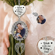 Custom Photo, Sympathetic, Gift For Yourself, Wedding, Dynamic Photo - Custom Photo Memorial Family Walk With Me Today - Personalized Wedding Charm