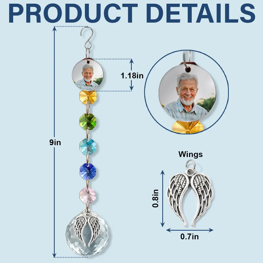 Christmas, Custom Photo, Sympathetic, Family, Memorial, Upload Full Photo, Icon - Custom Photo Memorial I'm Always With You - Personalized Crystal Suncatcher With Charm