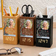Custom Photo,Memorial,Gift For Yourself,Healing,Upload Full Photo - Custom Photo Memorial I'm Always With You - Personalized Pen Holder With Clock