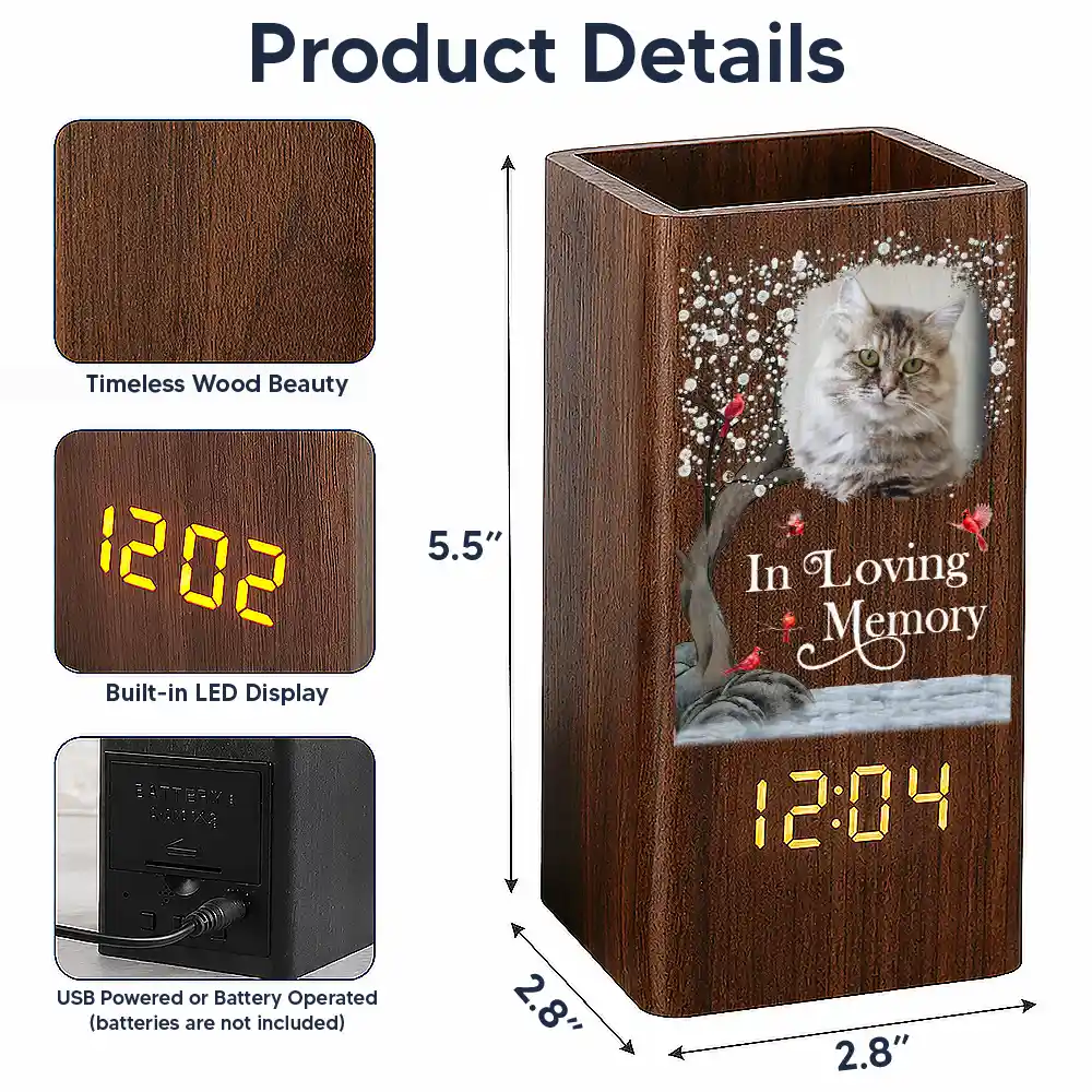 Custom Photo,Memorial,Gift For Yourself,Healing,Upload Full Photo - Custom Photo Memorial I'm Always With You - Personalized Pen Holder With Clock