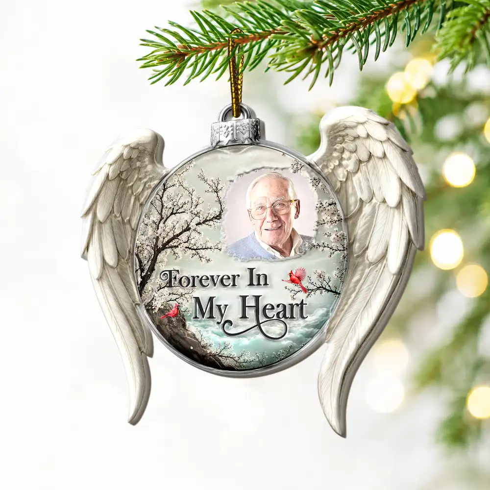 Memorial Loved One,Christmas,Custom Photo,Sympathetic,Family,Memorial,Upload Full Photo - Custom Photo Memorial Loved One I'm Always With You - Personalized Embossed Ornament