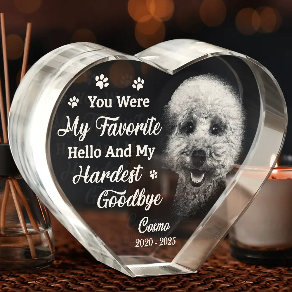 Memorial, Custom Photo, Pet Lovers, Sad - Custom Photo Memorial Once By My Side Forever In My Heart - Personalized Crystal Heart