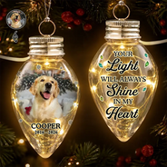 Christmas,Custom Photo,Sympathetic,Pet Lovers,Memorial,Upload Full Photo - Custom Photo Memorial Pet Always Shines In My Heart - Personalized Chili Bulb LED Light