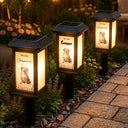 Custom Photo Memorial Pet Flowers Rainbow Angel Wings - Personalized Solar Garden Light