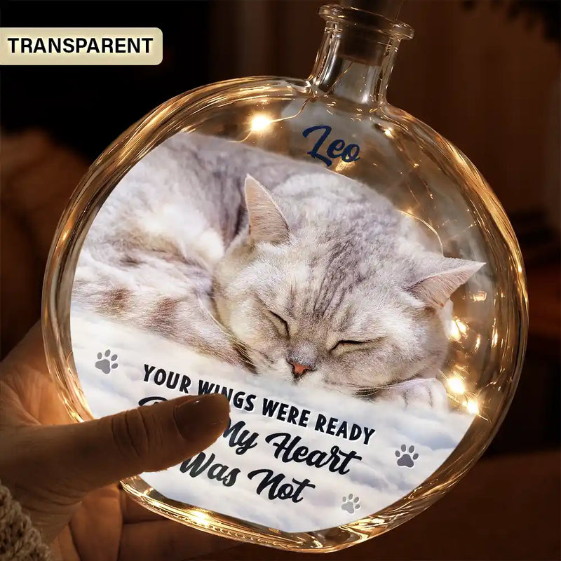 Christmas,Custom Photo,Pet Memorial,Sympathetic,Pet Lovers,Memorial,Remove BG Photo - Custom Photo Memorial Pet Forever In My Heart - Personalized Round Flat Bottle Light