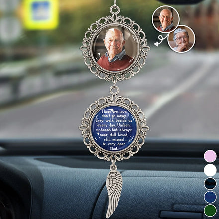 Custom Photo Memorial Walk Beside Us Everyday - Personalized Photo Pendant Charm