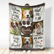Custom Photo, Memorial, Family, Sad - Custom Photo Memorial When You Miss Me - Personalized Fleece Blanket, Sherpa Blanket