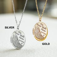 Memorial,Custom Photo,Love - Custom Photo Memorial You Never Walk Alone - Personalized Locket Necklace