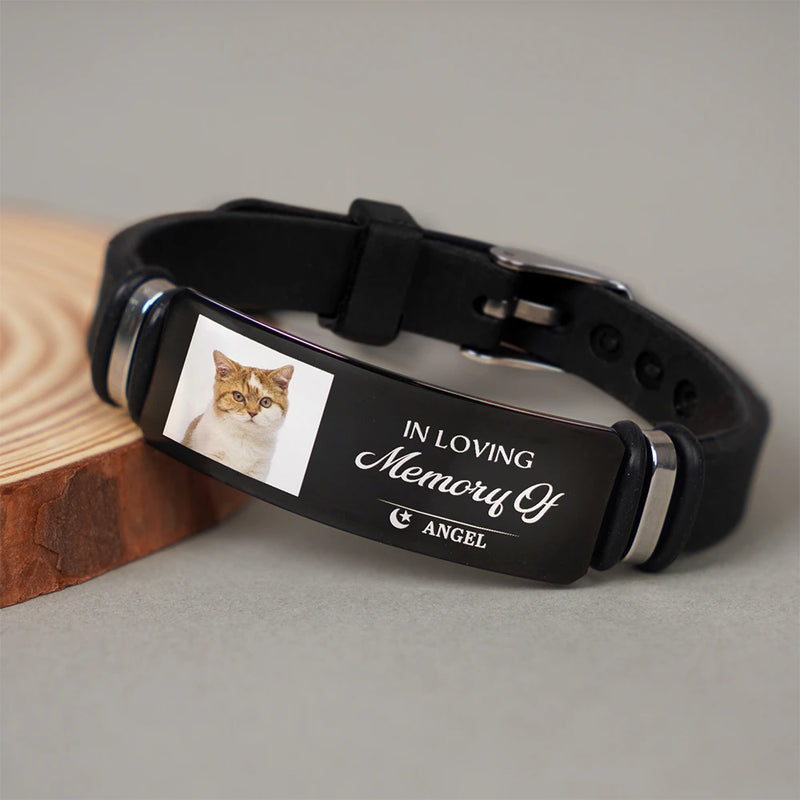Custom Photo,Memorial,Gift For Father,Family,Sad,Non-Eng,Photo - Custom Photo Memorial Your Wings Were Ready - Personalized Engraved Bracelet