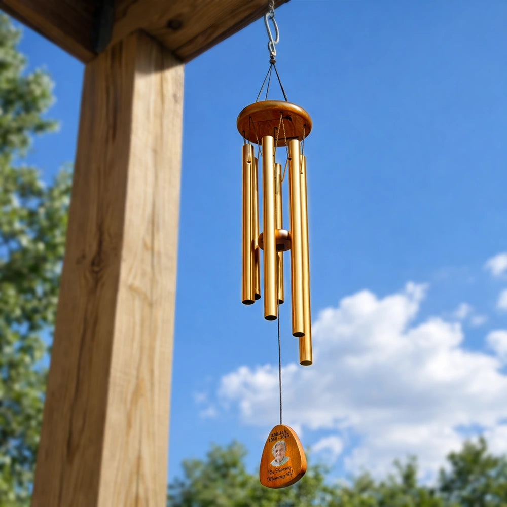 Sad,Memorial,Dog Lovers,Cat Lovers,Pet Lovers,Family,Parents,Gift For Grandparents - Custom Photo Memorial Your Wings Were Ready - Personalized Wind Chime