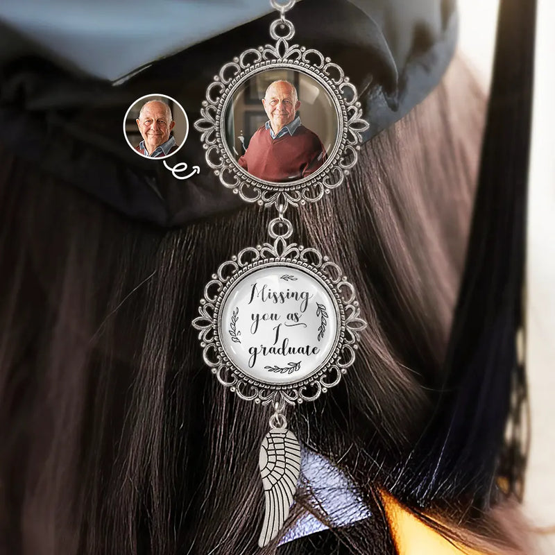 Graduation,Gift For Yourself,Gift For Girlfriend,Family,Memorial,Love - Custom Photo Missing You as I Graduate - Personalized Photo Pendant Charm