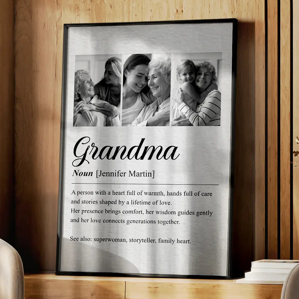 Gift For Mother,Gift For Father,Gift For Grandma,Gift For Grandpa,Love,Custom Photo - Custom Photo Mom Dad Grandma Grandpa Definition - Personalized Poster