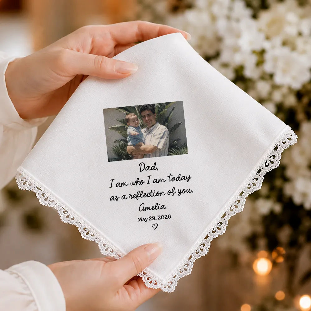 Parents,Grateful,Custom Photo,Wedding,Upload Full Photo,Custom Text - Custom Photo Mom Dad Of Bride Groom - Personalized Handkerchief