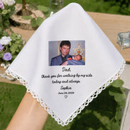 Parents,Grateful,Custom Photo,Wedding,Upload Full Photo,Custom Text - Custom Photo Mom Dad Of Bride Groom - Personalized Handkerchief