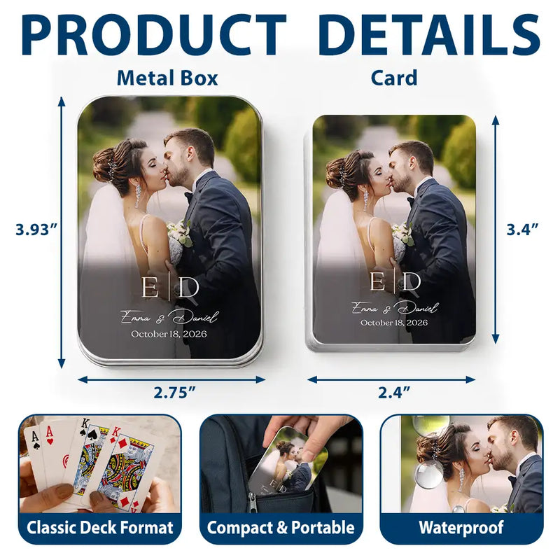 Custom Photo,Romantic,Gift For Couples,Wedding,Upload Full Photo,Monogram - Custom Photo Monogram Wedding Engagement Signing Book - Personalized Playing Cards