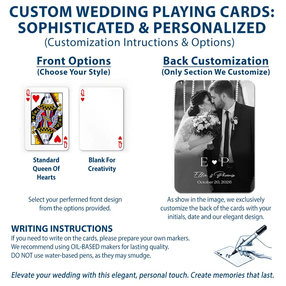Custom Photo,Romantic,Gift For Couples,Wedding,Upload Full Photo,Monogram - Custom Photo Monogram Wedding Engagement Signing Book - Personalized Playing Cards