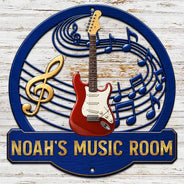 Top Market,Guitar,Gift For Men,Music,Custom Photo,Gift For Yourself,Remove BG Photo,Happy - Custom Photo Music Room Gif For Guitar Lovers - Personalized Custom Shaped Metal Sign