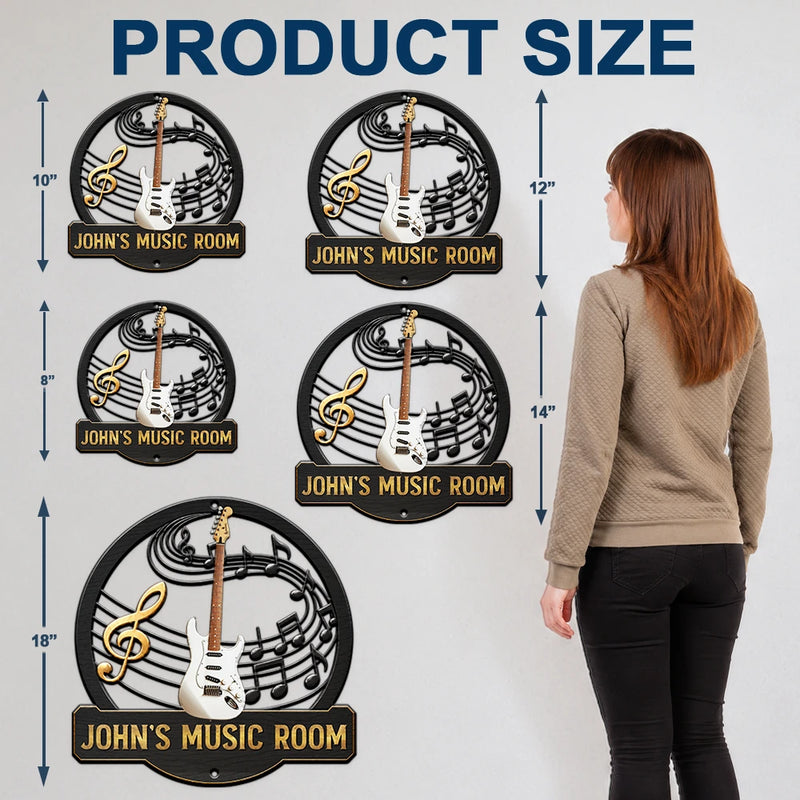 Top Market,Guitar,Gift For Men,Music,Custom Photo,Gift For Yourself,Remove BG Photo,Happy - Custom Photo Music Room Gif For Guitar Lovers - Personalized Custom Shaped Metal Sign