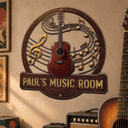 Top Market,Guitar,Gift For Men,Music,Custom Photo,Gift For Yourself,Remove BG Photo,Happy - Custom Photo Music Room Gif For Guitar Lovers - Personalized Custom Shaped Metal Sign