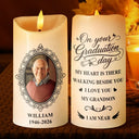 Graduation,Memorial,Gift For Yourself,Gift For Daughter,Gift For Son,Sad - Custom Photo My Heart Is There Walking Beside You - Personalized Flameless LED Candle