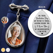 Gift For Yourself, Gift For Daughter, Gift For Son, Gift For Brothers, Gift For Sisters, Gift For Bestie, Graduation, Memorial, Photo, Sympathetic - Custom Photo My Heart Is There Walking Beside You - Personalized Teardrop Pin
