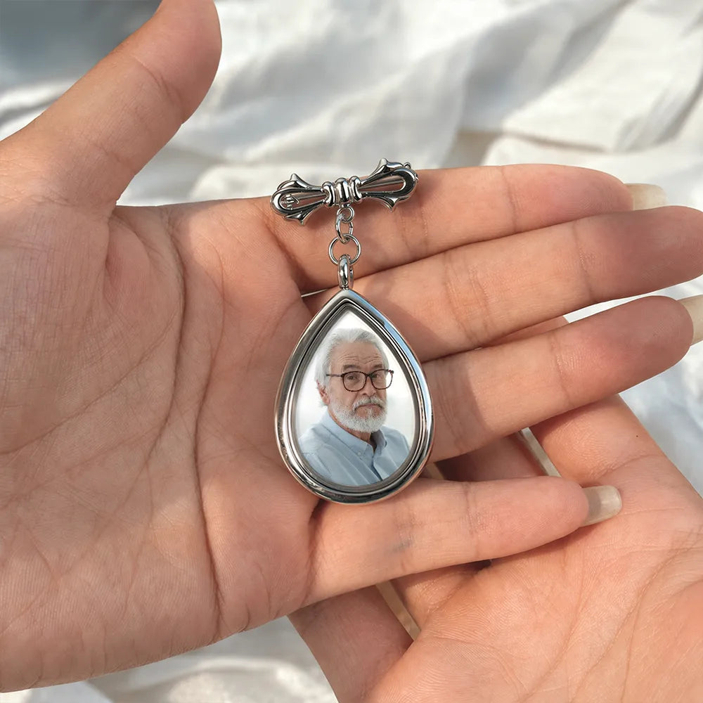 Gift For Yourself, Gift For Daughter, Gift For Son, Gift For Brothers, Gift For Sisters, Gift For Bestie, Graduation, Memorial, Photo, Sympathetic - Custom Photo My Heart Is There Walking Beside You - Personalized Teardrop Pin