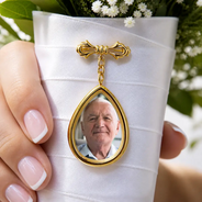 Gift For Yourself, Gift For Daughter, Gift For Son, Gift For Brothers, Gift For Sisters, Gift For Bestie, Graduation, Memorial, Photo, Sympathetic - Custom Photo My Heart Is There Walking Beside You - Personalized Teardrop Pin