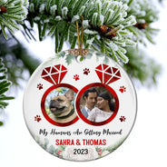 Happy - Custom Photo My Humans Are Getting Married - Personalized Circle Ceramic Ornament