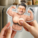 Custom Photo,Gift For Men,Gift For Yourself,Humorous,Cut-Face Photo - Custom Photo Never Skip Chest Day - Personalized Squishy Acrylic Fridge Magnet