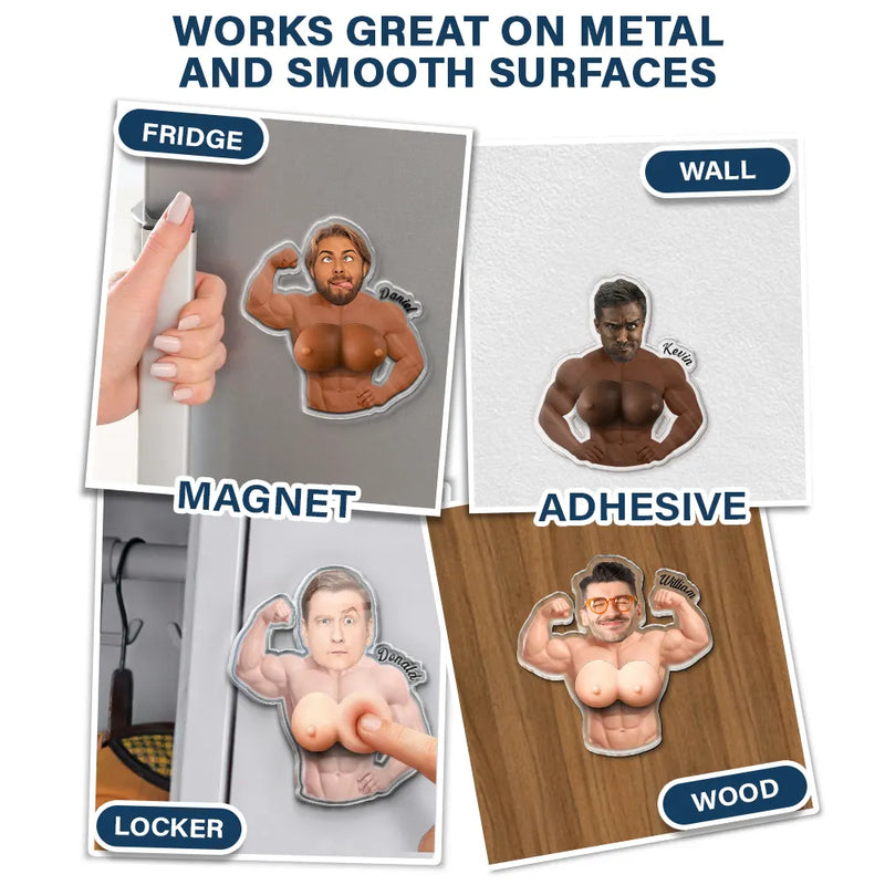 Custom Photo,Gift For Men,Gift For Yourself,Humorous,Cut-Face Photo - Custom Photo Never Skip Chest Day - Personalized Squishy Acrylic Fridge Magnet