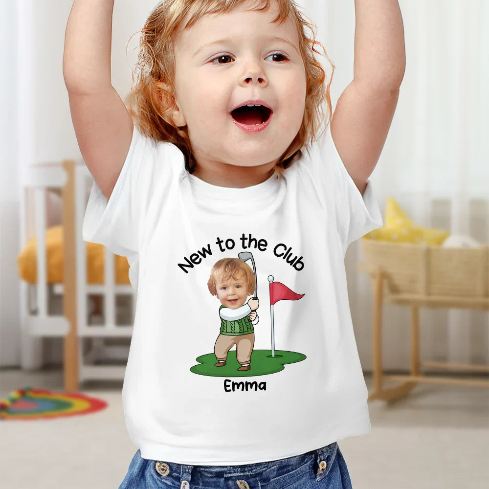 Happy, Golf, Parents, Gift For Kids, New baby - Custom Photo New To The Club - Personalized Baby Onesie