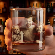 Gift For Father,Gift For Grandpa - Custom Photo No Hood Like Fatherhood - Personalized Engraved Whiskey Glass