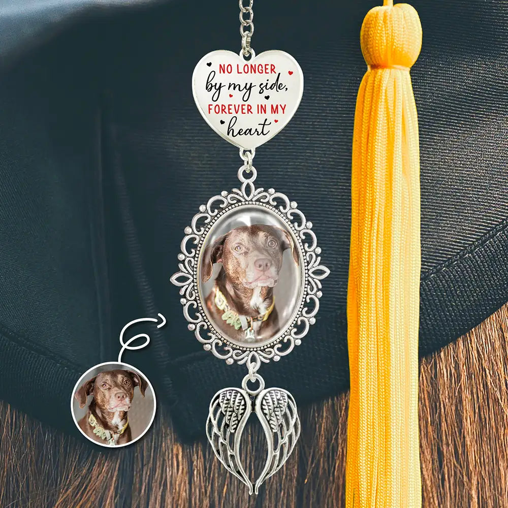 Custom Photo No Longer By Myself - Personalized Graduation Tassel Charm