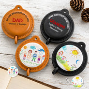 Gift For Father, Custom Photo, Adorable, Upload Full Photo - Custom Photo No One Measures Up To You With Kid's Drawing - Personalized Leather Tape Measure