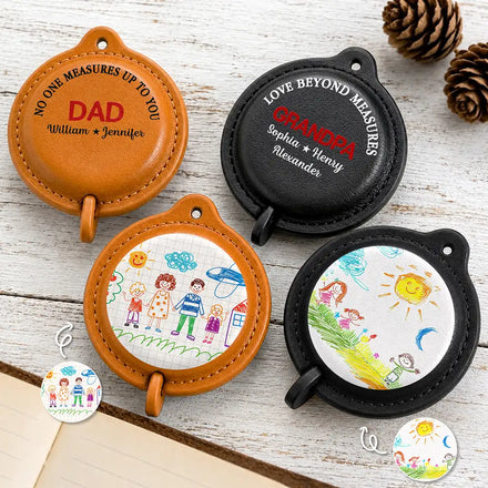 Custom Photo No One Measures Up To You With Kid's Drawing - Personalized Leather Tape Measure