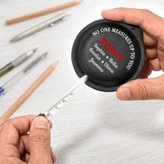 Gift For Father, Custom Photo, Adorable, Upload Full Photo - Custom Photo No One Measures Up To You With Kid's Drawing - Personalized Leather Tape Measure
